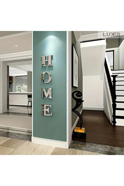 LUXER Set of 4 Decorative Acrylic Mirrors, Letters "HOME", Self-Adhesive, Lar...
