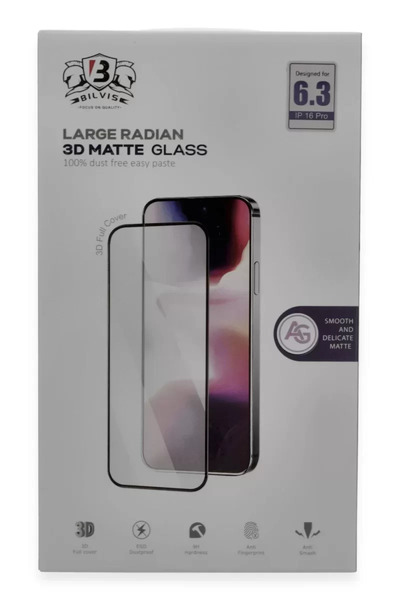 azrlyaonline واقي شاشة زجاجي مطفي ثلاثي الأبعاد لهاتف iPhone 16 Pro من Newface