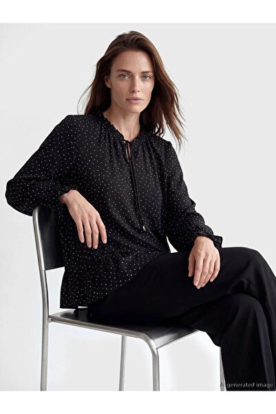 LC Waikiki Μπλούζα με δεμένο γιακά και πουά σχέδιο (S6)