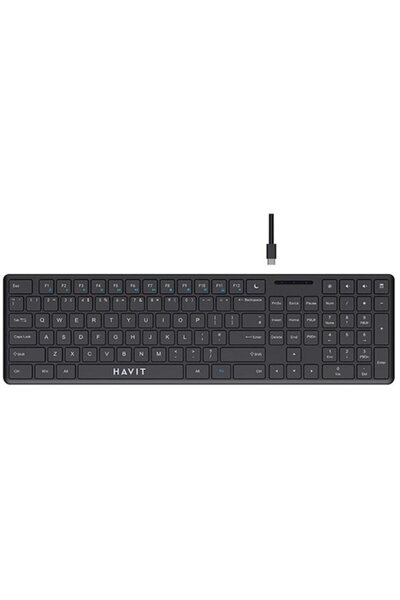 Havit Wired Keyboard KB252, USB-C, 300mA, 1.5m Cable, 5V, 432 x 123 x 21mm, B...