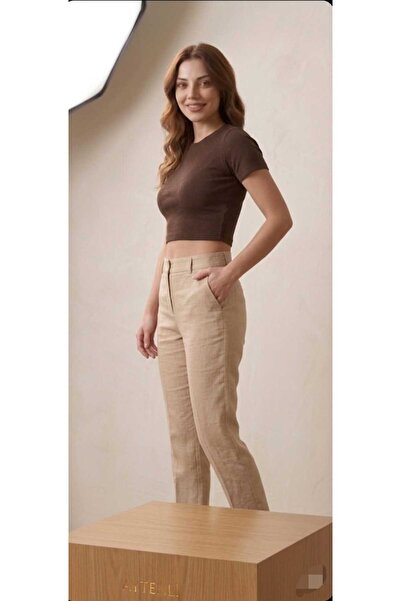 aytenli Γυναικείο Basic Energetic Crop Top T-Shirt με απαλή υφή, κοντομάνικο ...