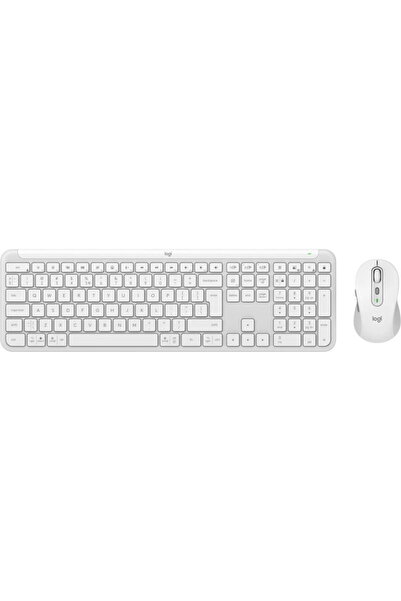 logitech Kit periferice MK950 Signature Slim Combo, Wireless, Alb