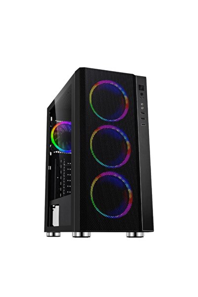 Spacer Carcasă PC Gaming Rainbow ATX Mid Tower, Sticlă securizată, 4 ventilat...