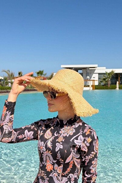 Şulemoda Giyim Ψάθινο καπέλο με κρόσσια σε μπεζ χρώμα