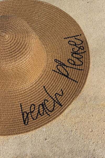 Şulemoda Giyim Παραλιακό Λεπτομερές Ψάθινο Καπέλο Καμηλό