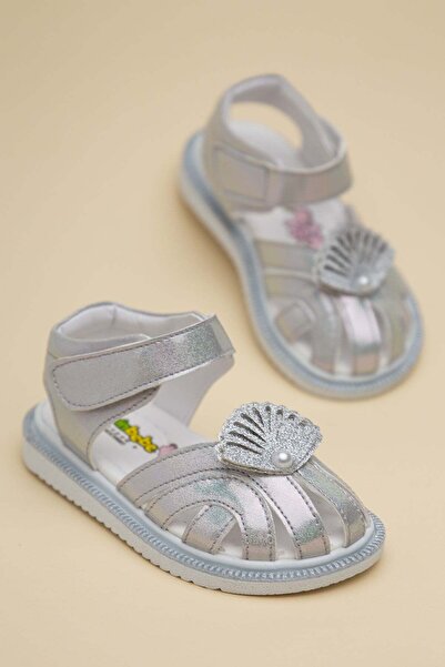 Dilimler Ayakkabı Şirinbebe Orthopedic Baby Girl Sandals with Silver Fan Deta...