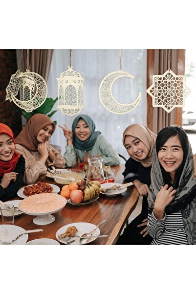 Al Raied ARS® 2 Sets 6 Pieces Wooden Pendant Ornament Ramadan Kareem Decorati...