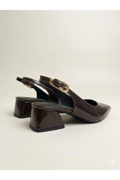 LastStep Beige Patent (Patent Leather) Slingback Heeled Shoes