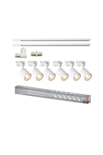 Osram Kit de iluminat pe șină Elemental, 6 spoturi GU10, 2 șine de 1m, Alb