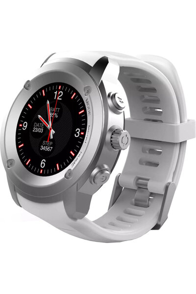 MAXCOM FitGo FW17 Power Smartwatch, GPS, sports silicone bracelet, Silver White