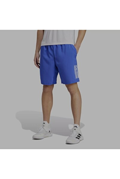 adidas Men's casual sports shorts, Club3 Stripes, elastic waist, blue, S