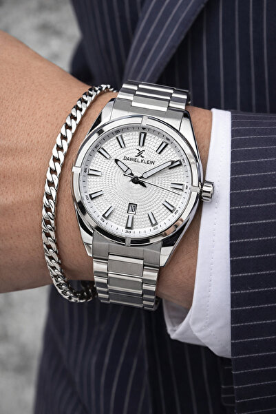 Daniel Klein ساعة يد رجالية أصلية من الفولاذ مع سوار هدية