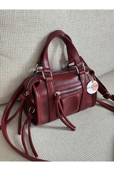 BAGLOVİS Γυναικεία τσάντα χειρός και ώμου με φερμουάρ και λεπτομέρεια από δαν...