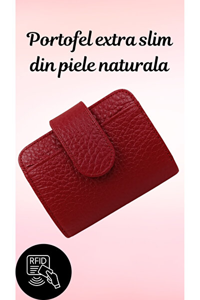 OEM Slim wallet made of genuine leather - zippered coin pocket, ID and card slot