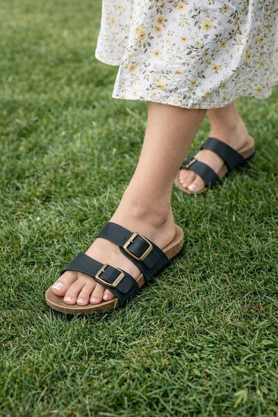 FİFTY ONE Women's White Double Buckle Slippers Orthopedic Sole Daily Comforta...