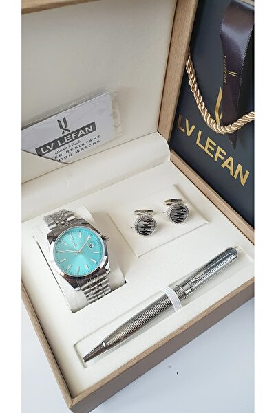 NO BRAND طقم هدايا رجالي فاخر ماركة ساعة + كبكات + قلم