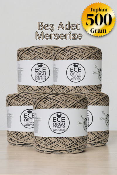 Ece Örgü Tasarım Atölyesi 4 στρώσεις πέτρινου χρώματος, 2 στρώσεις μαύρου μερ...