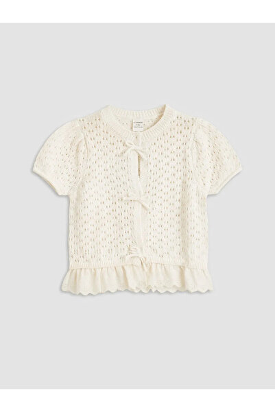 LC Waikiki LCW Παιδική Μπεζ Ζακέτα Πλεκτή για Κορίτσια με Διάτρητο Σχέδιο και...