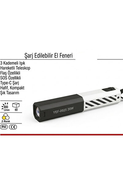 YCL Yef 0025 Serisi Şarj Edilebilir Kompakt El Feneri