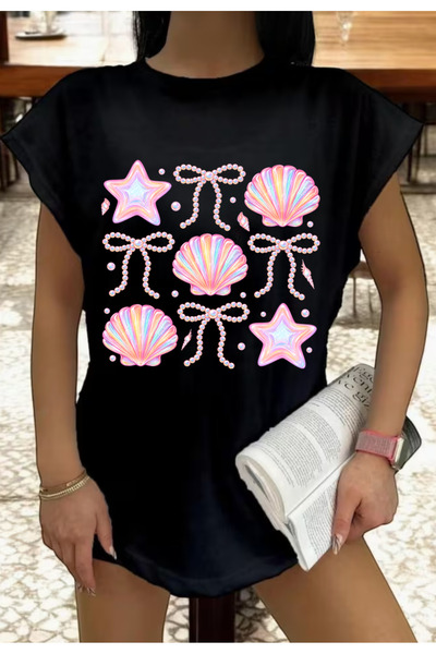 SUNFREE ΚΑΛΟΚΑΙΡΙΝΗ ΤΑΜΕΛΙΖΑ ΚΑΛΕΣΤΕΙΜΕΝΗ ΚΟΡΔΕΛΑ Τυπωμένη Αμάνικη Oversize Γ...