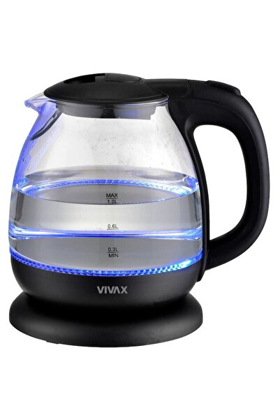 VIVAX Fierbator WH-100G 1100W 1 Litru Iluminare LED, Vas de sticlă, Negru
