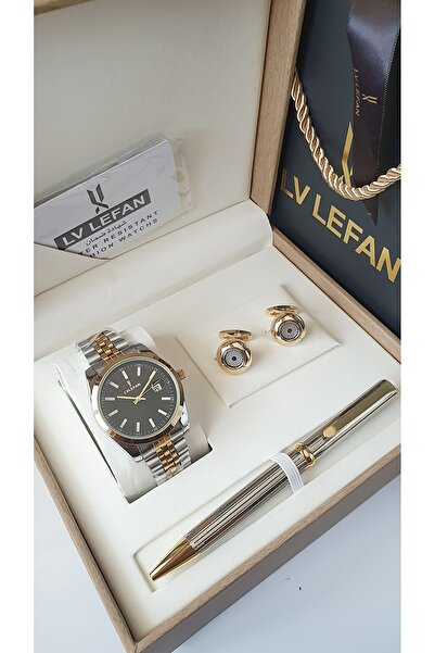 NO BRAND طقم هدايا رجالي فاخر ماركة ساعة + كبكات + قلم