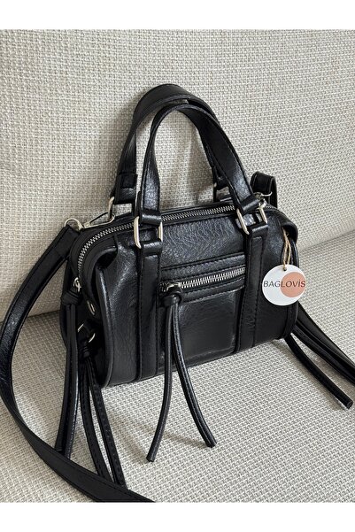 BAGLOVİS Γυναικεία τσάντα χειρός και ώμου με φερμουάρ και λεπτομέρεια από δαν...