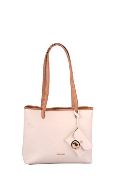 U.S. Polo Assn. Τσάντα tote, κρεμ-καραμελέ, με λογότυπο, για γυναίκες