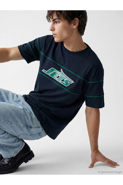 LC Waikiki Nevavm with Difference Oval Collar Nfl Printed Men's T-Shirt