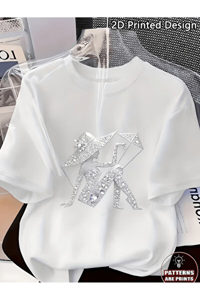 one button Μπλουζάκι Premium Oversize με στάμπα λαμπερών χαρακτήρων και σχέδι...