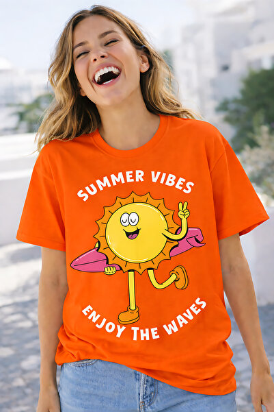 ArtYus Summer Vibes Sun Print Unisex Oversize T-Shirt – Summer-Themed Cotton ...