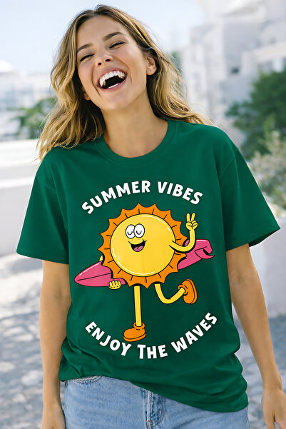 ArtYus Summer Vibes Sun Print Unisex Oversize T-Shirt – Summer-Themed Cotton ...