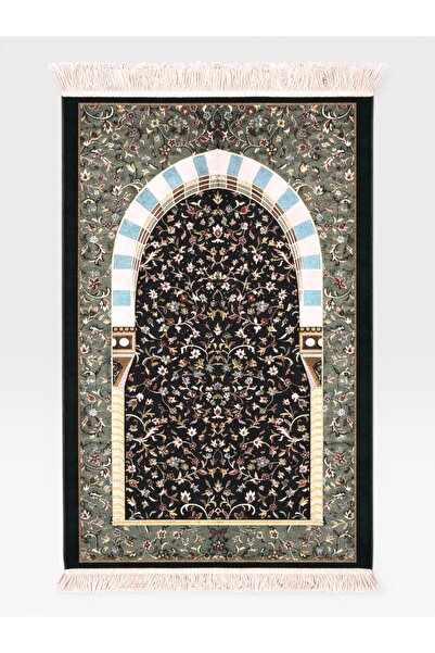Deniz Elmasları Ravza Pattern Mihraplı Floral Motif Chenille Prayer Rug – Non...