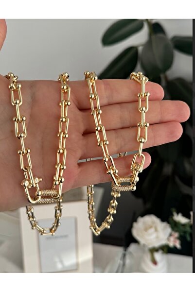 Gulsah's Store 14K Altın kaplama marka model kolye+bileklik künye 2'Lİ SET
