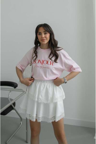 Havoş Ροζ μπλουζάκι με στάμπα Bonjour