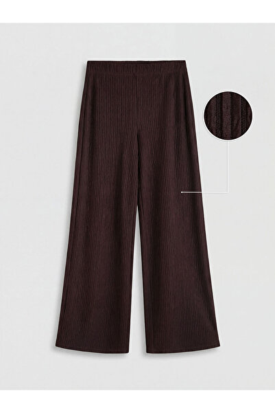 LC Waikiki New season damson elastic waist textured women's trousers from gül...