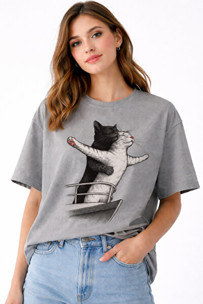 ArtYus Μπλουζάκι Unisex Oversize με στάμπα Cat Couple Titanic – Βαμβακερό T-S...