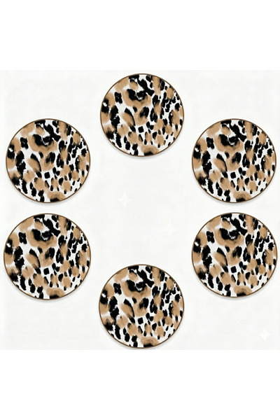 NOSTA Set of 6 Colorful Leopard-Themed Coasters – with Protective Box