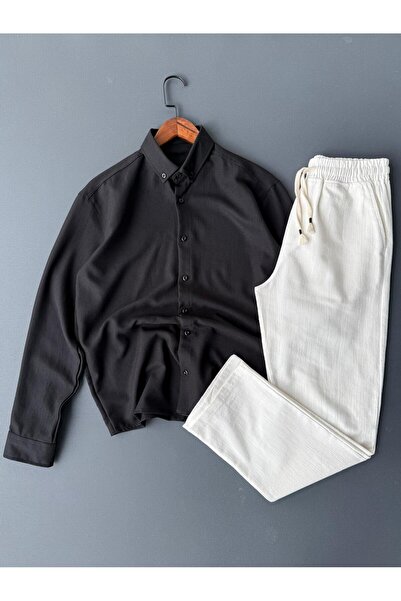 Beylerce Πουκάμισο Sofia από λινό + Παντελόνι από ακατέργαστο λινό, Σετ 2 τεμ...