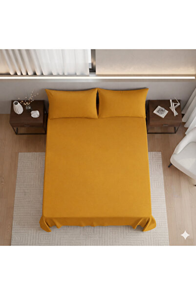 Zarif Home Σεντόνι Κρεβατιού από Οργανικό Βαμβάκι Akfil King Size - Μουσταρδί...