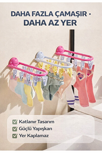 bahe home Sütyen Çorap İç Çamaşırı Askısı Duvara Yapışan Katlanır Mandallı Ku...