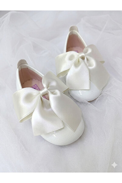 PATİK BEBE Stylish Girls' Ballet Flats with Bows and Orthopedic Non-Slip Soles