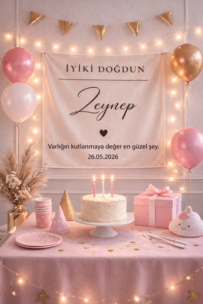 GSticker Kişiye Özel Doğum Günü Happy Birthday Duvar Örtüsü Duvar Halısı Biri...