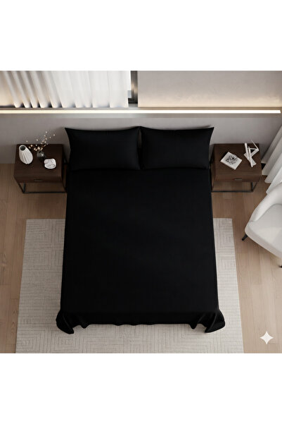 Zarif Home Σεντόνι Κρεβατιού από Οργανικό Βαμβάκι Akfil King Size - Μαύρο - 2...