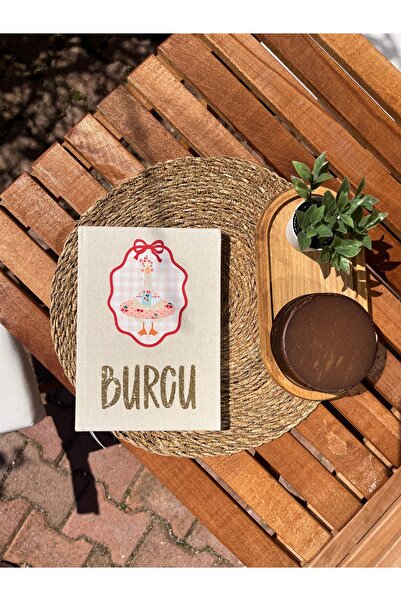 BurculuDükkan İsme özel kanvas kaplı defter kişiselleştirebilir defter sert k...