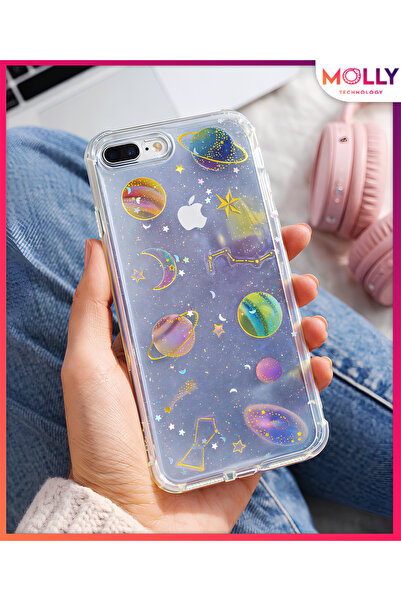 Molly Transparent Space Glitter Pattern Reinforced Corners Silicone Case for ...