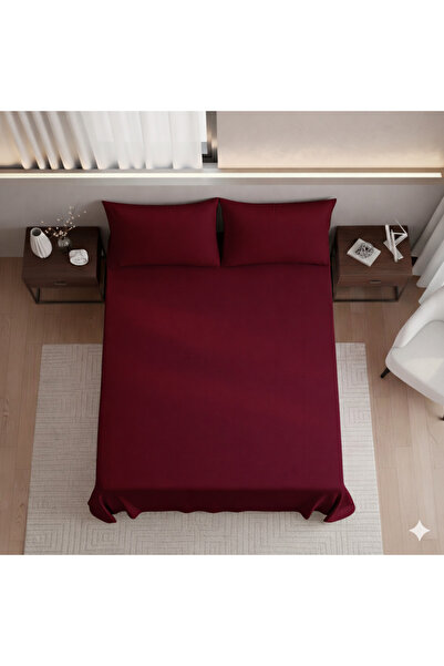 Zarif Home Σεντόνι Κρεβατιού από Οργανικό Βαμβάκι Akfil King Size - Βουργουνδ...