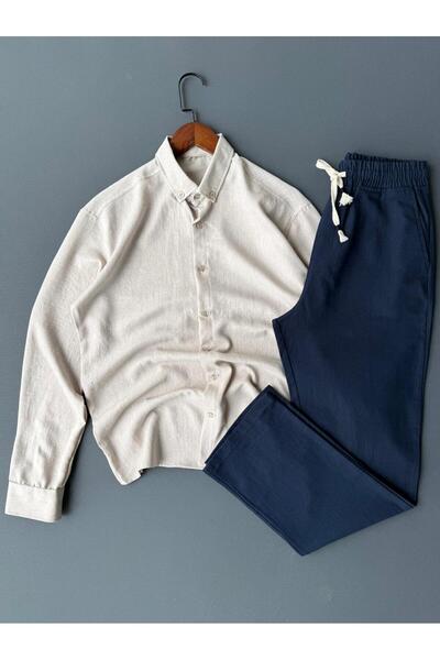 Beylerce Πουκάμισο Sofia από λινό + Παντελόνι από ακατέργαστο λινό, Σετ 2 τεμ...