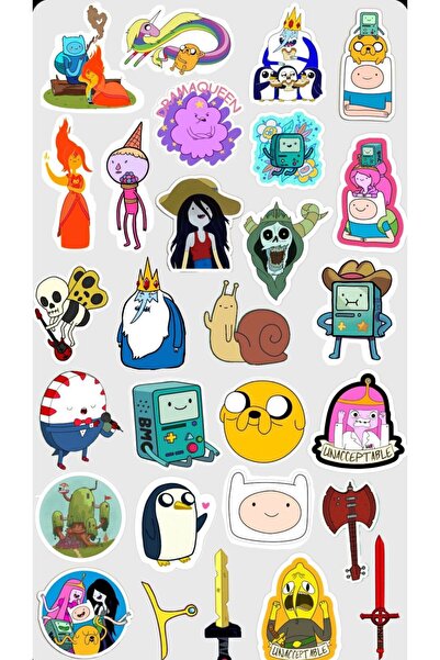 Limitless Design Adventure Time Sticker Poster 22x30 cm | Çizgi Film Kolaj Du...