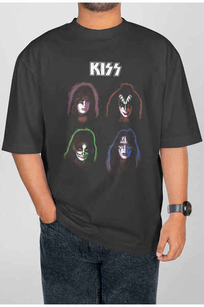 buzagi tasarım ürünleri Kiss Digital Print Oversize Unisex T-Shirt
